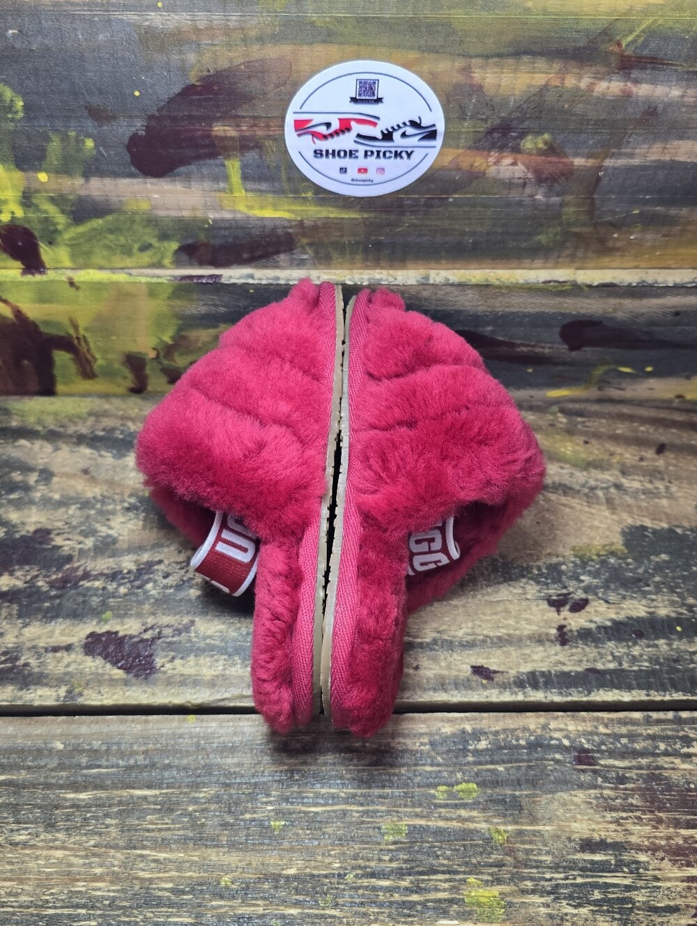UGG‎ Fluff Yeah Slide toddler red size 7C used once - Picture 5 of 8